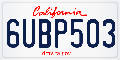 CA license plate 6UBP503