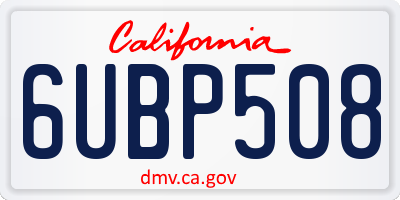 CA license plate 6UBP508