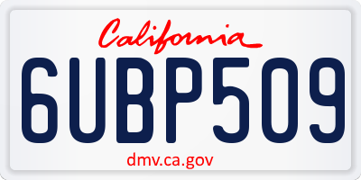 CA license plate 6UBP509