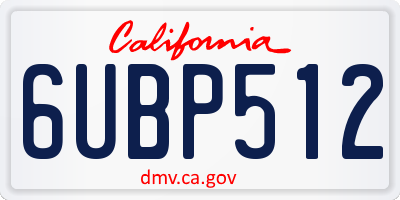 CA license plate 6UBP512