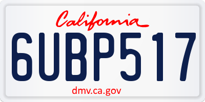 CA license plate 6UBP517