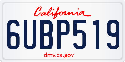 CA license plate 6UBP519