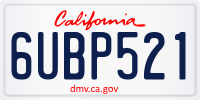 CA license plate 6UBP521