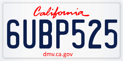 CA license plate 6UBP525