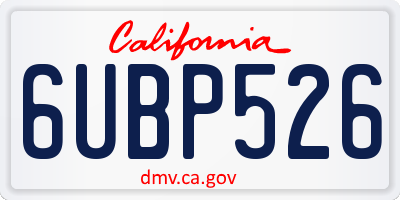 CA license plate 6UBP526