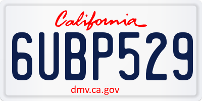CA license plate 6UBP529