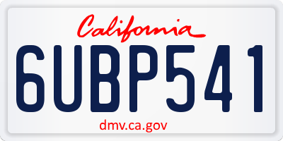 CA license plate 6UBP541