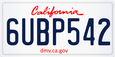 CA license plate 6UBP542