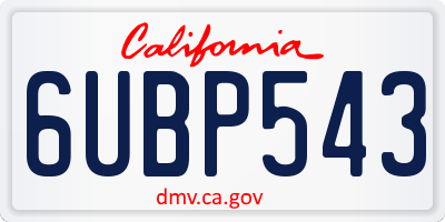 CA license plate 6UBP543