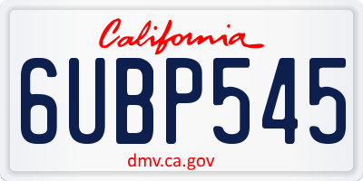 CA license plate 6UBP545