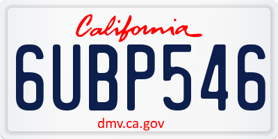 CA license plate 6UBP546
