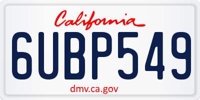CA license plate 6UBP549