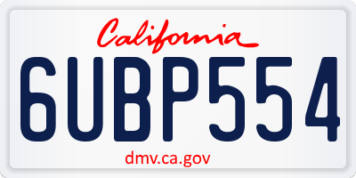 CA license plate 6UBP554