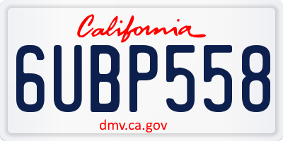 CA license plate 6UBP558