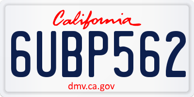 CA license plate 6UBP562