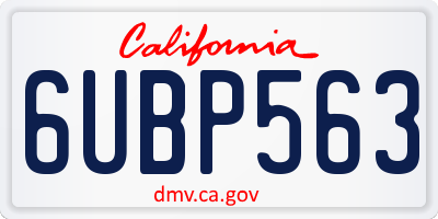 CA license plate 6UBP563