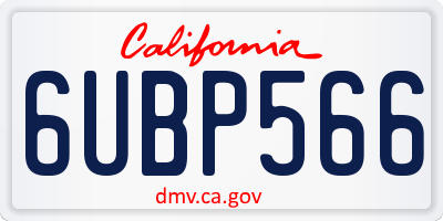 CA license plate 6UBP566