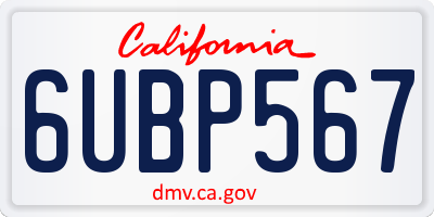 CA license plate 6UBP567