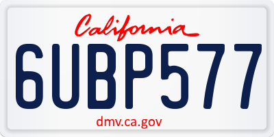 CA license plate 6UBP577
