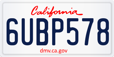 CA license plate 6UBP578