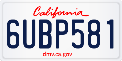 CA license plate 6UBP581