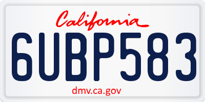 CA license plate 6UBP583