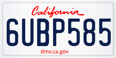 CA license plate 6UBP585