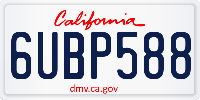 CA license plate 6UBP588