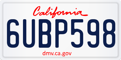 CA license plate 6UBP598