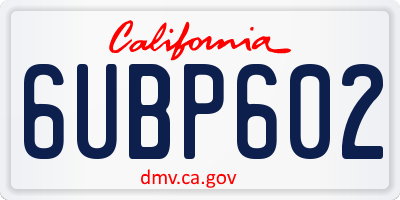 CA license plate 6UBP602