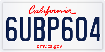 CA license plate 6UBP604