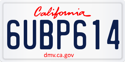 CA license plate 6UBP614