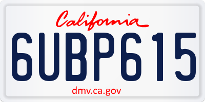 CA license plate 6UBP615