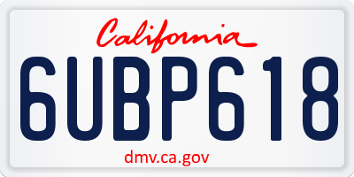 CA license plate 6UBP618