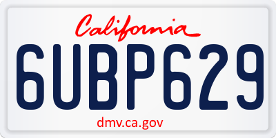 CA license plate 6UBP629