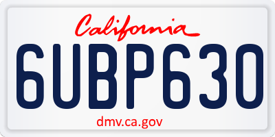 CA license plate 6UBP630