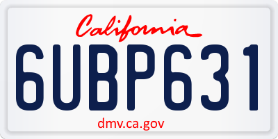 CA license plate 6UBP631