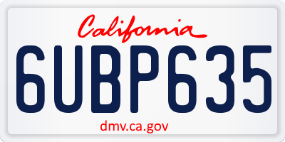 CA license plate 6UBP635