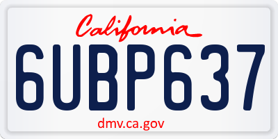 CA license plate 6UBP637