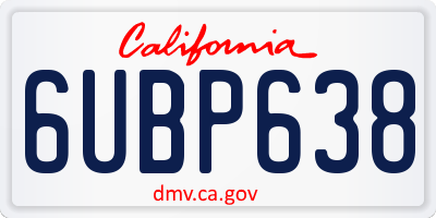 CA license plate 6UBP638