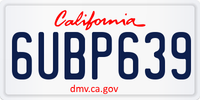 CA license plate 6UBP639