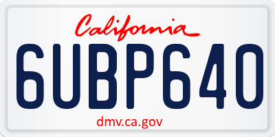 CA license plate 6UBP640