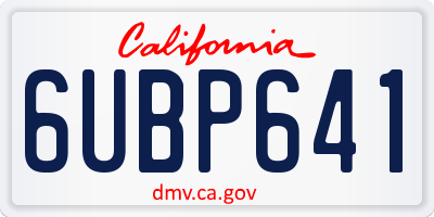 CA license plate 6UBP641