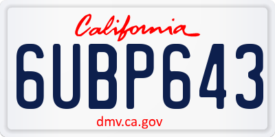 CA license plate 6UBP643