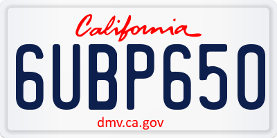 CA license plate 6UBP650