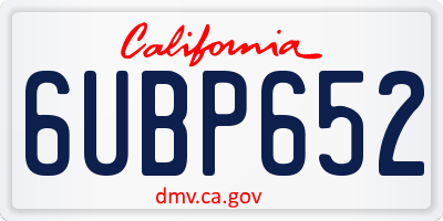 CA license plate 6UBP652