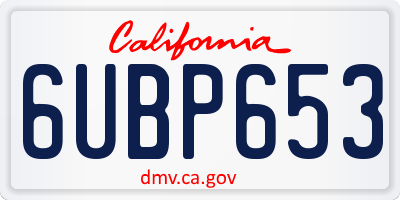 CA license plate 6UBP653