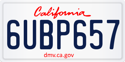 CA license plate 6UBP657