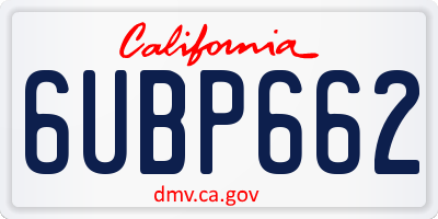 CA license plate 6UBP662