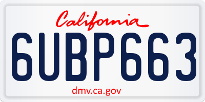 CA license plate 6UBP663